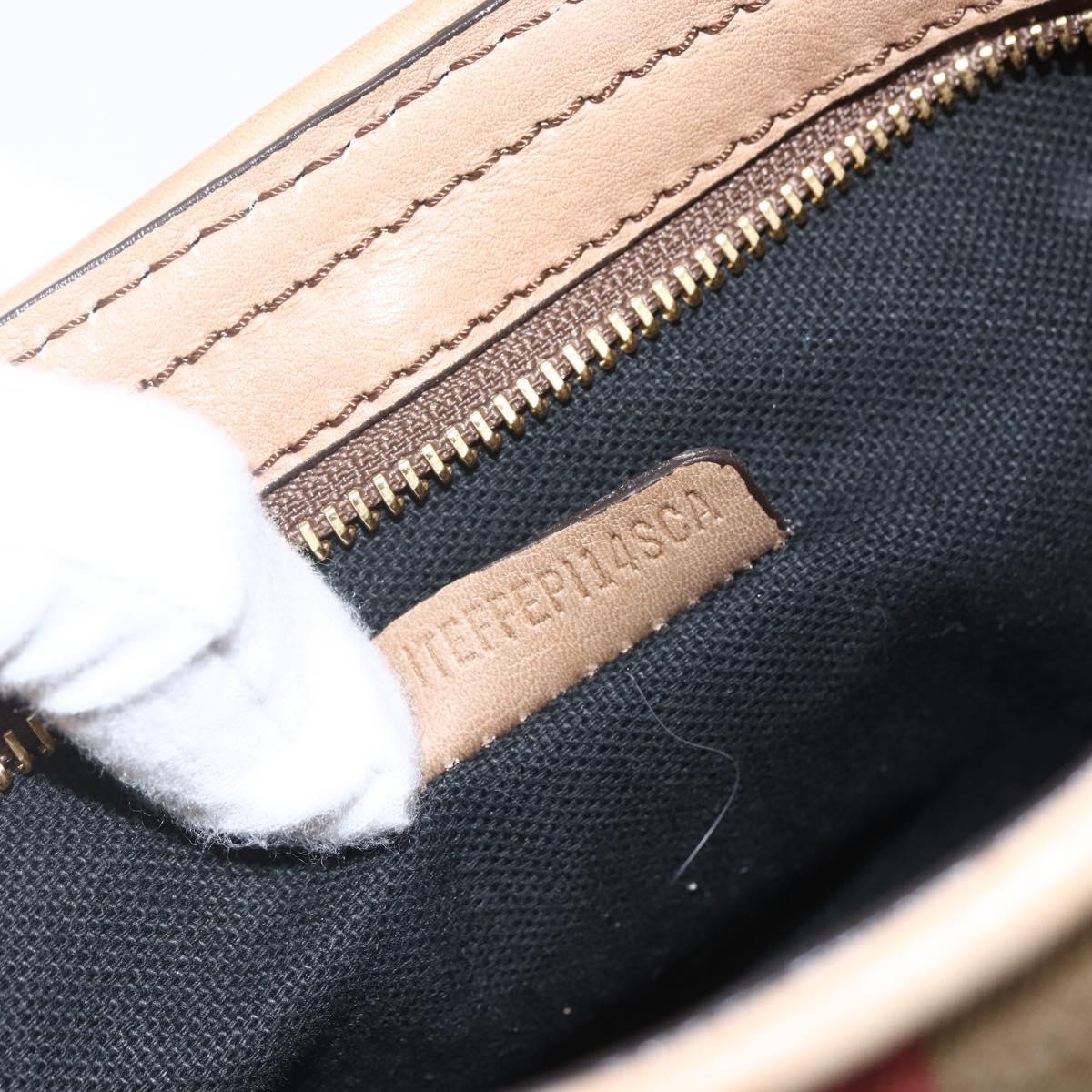 BURBERRY Nova Check Shoulder Bag Canvas Beige Gold Auth 156881V