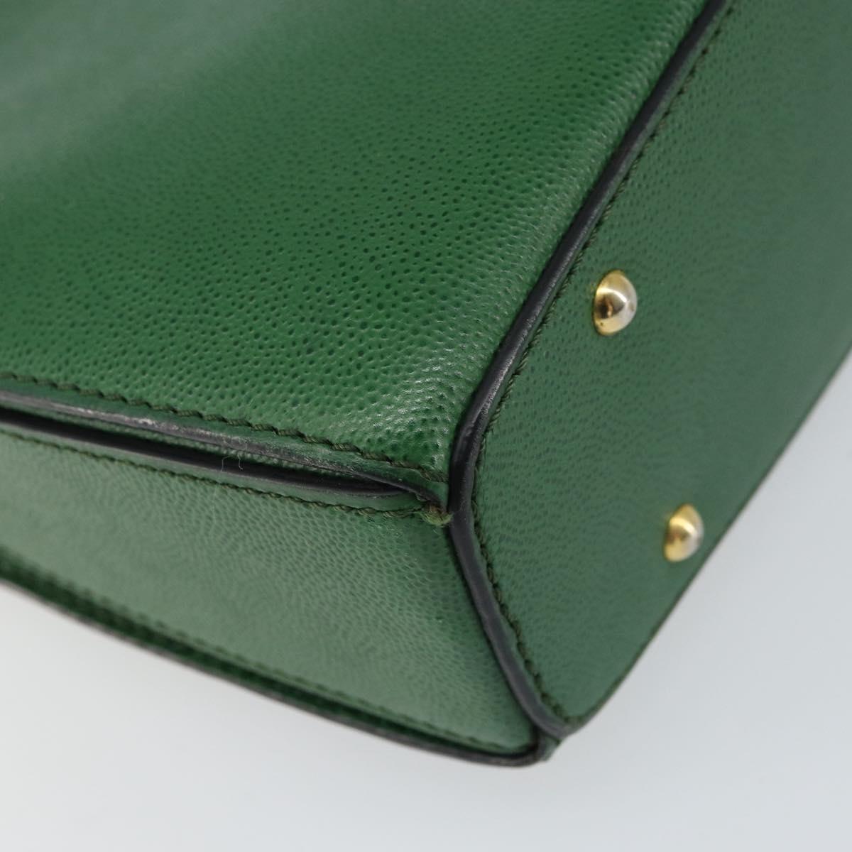 CELINE Shoulder Bag Leather Green Gold Auth 156882