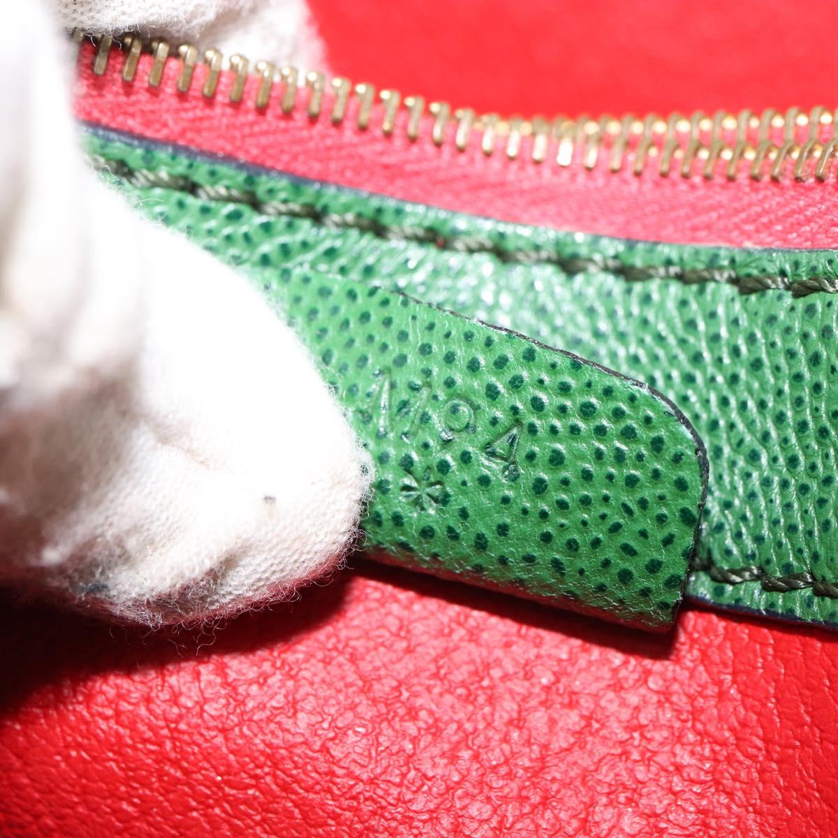 CELINE Shoulder Bag Leather Green Gold Auth 156882
