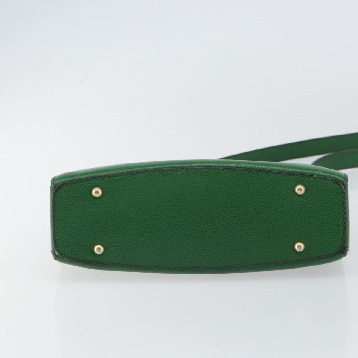 CELINE Shoulder Bag Leather Green Gold Auth 156882