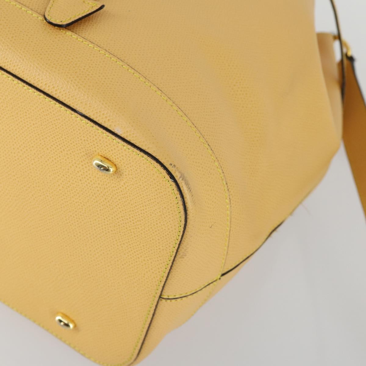 CELINE Shoulder Bag Leather Gold Yellow Auth 156885