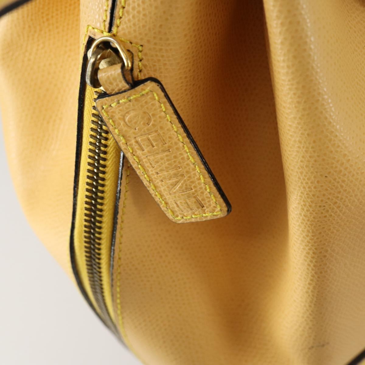 CELINE Shoulder Bag Leather Gold Yellow Auth 156885