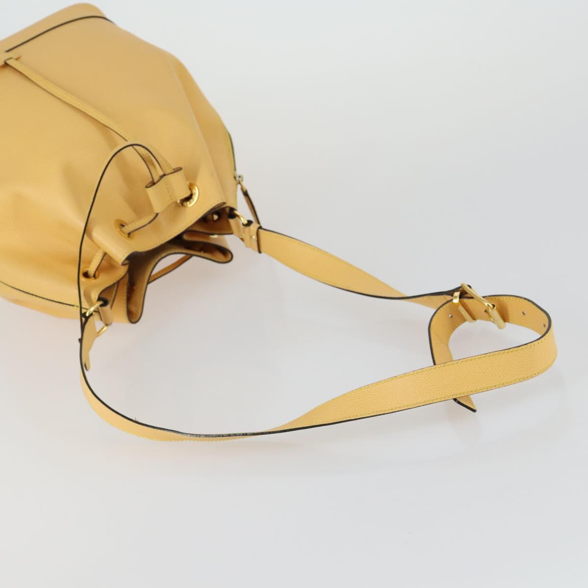 CELINE Shoulder Bag Leather Gold Yellow Auth 156885