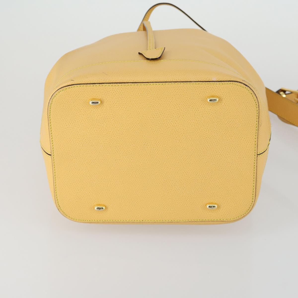 CELINE Shoulder Bag Leather Gold Yellow Auth 156885