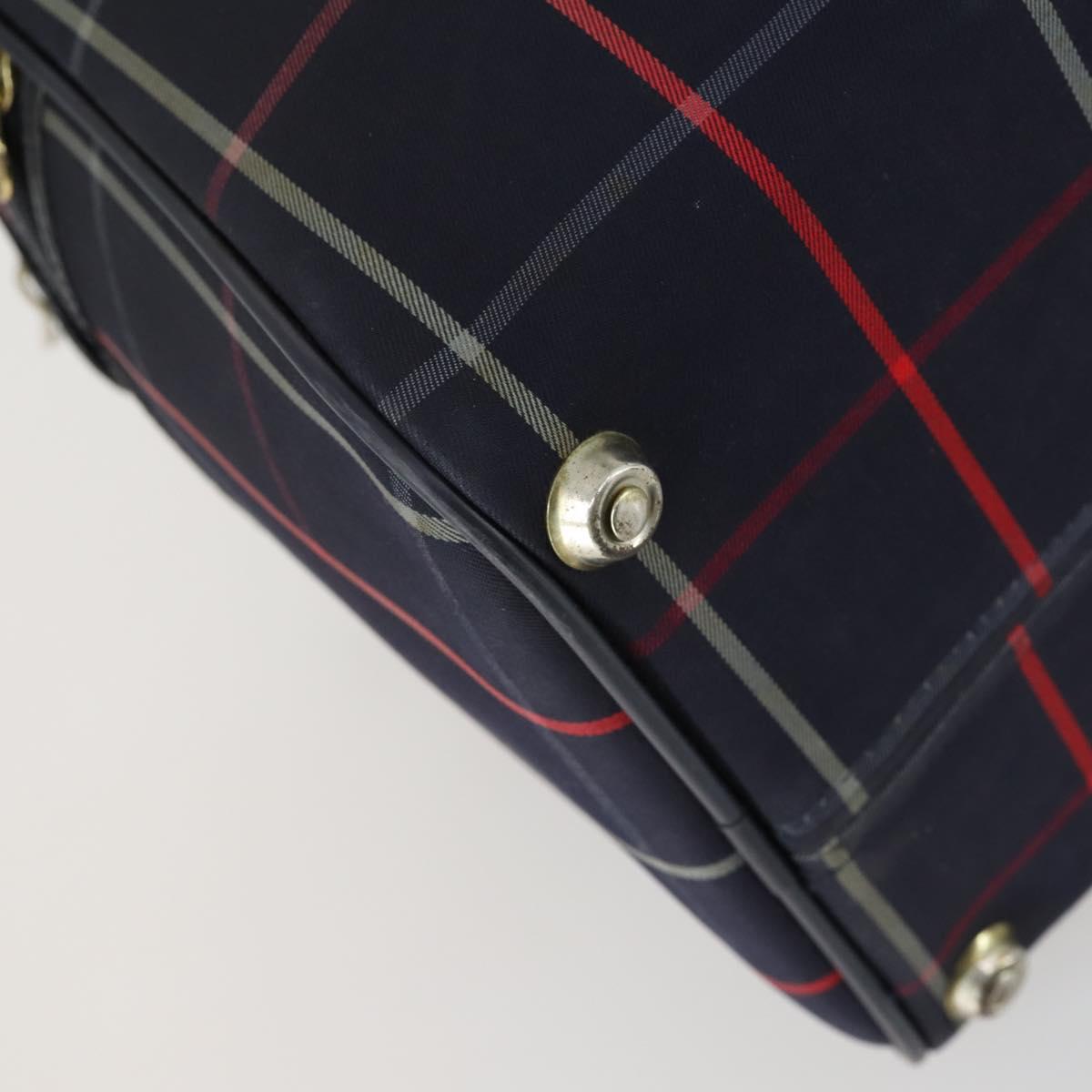 Burberrys Nova Check Boston Bag Canvas Navy Gold Auth 156890
