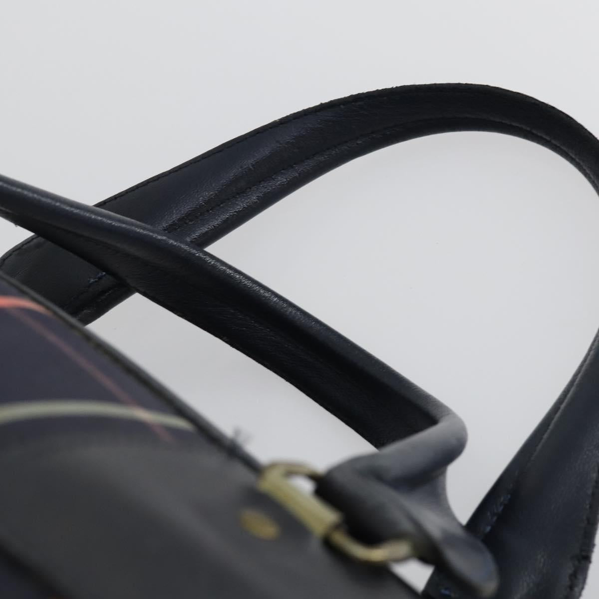 Burberrys Nova Check Boston Bag Canvas Navy Gold Auth 156890