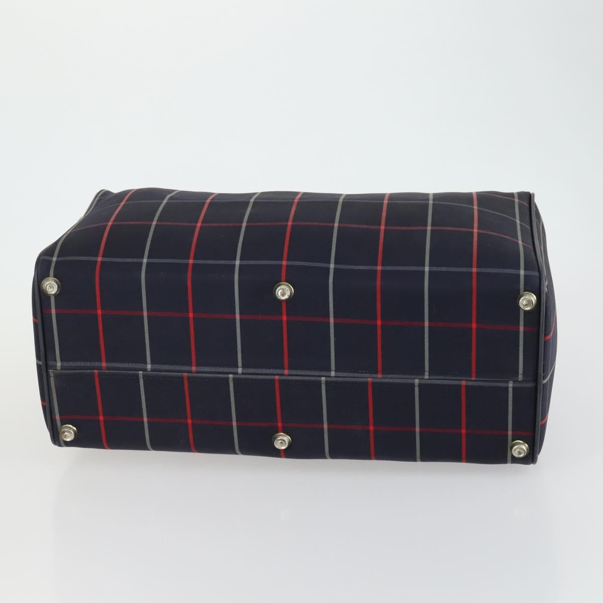 Burberrys Nova Check Boston Bag Canvas Navy Gold Auth 156890