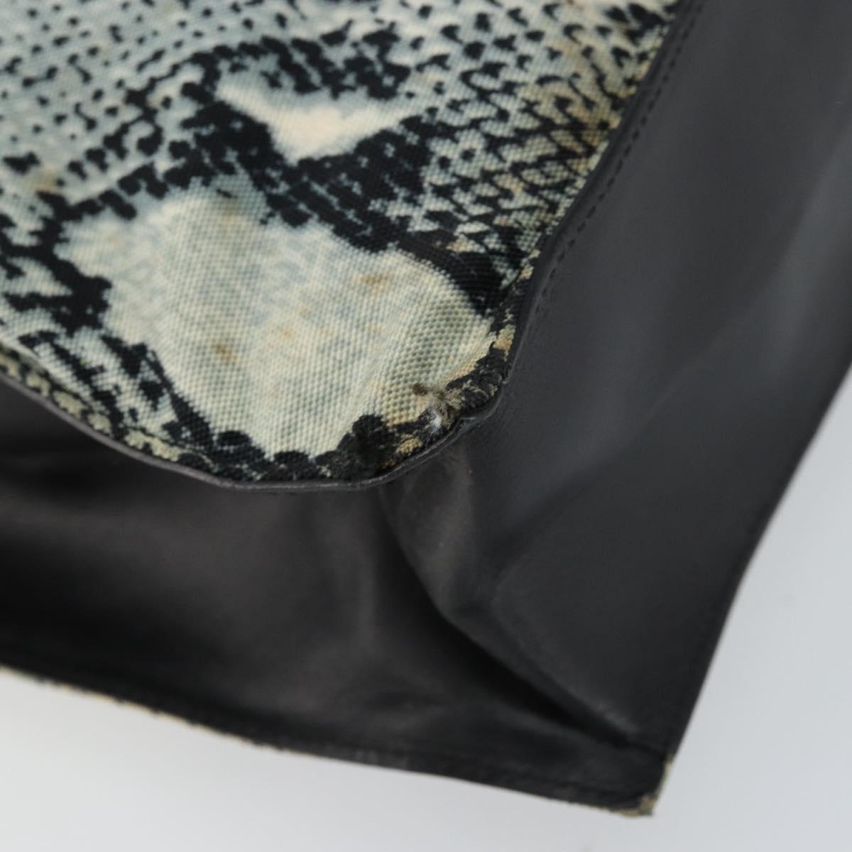 GUCCI Tote Bag Canvas Leather Black Auth 156891