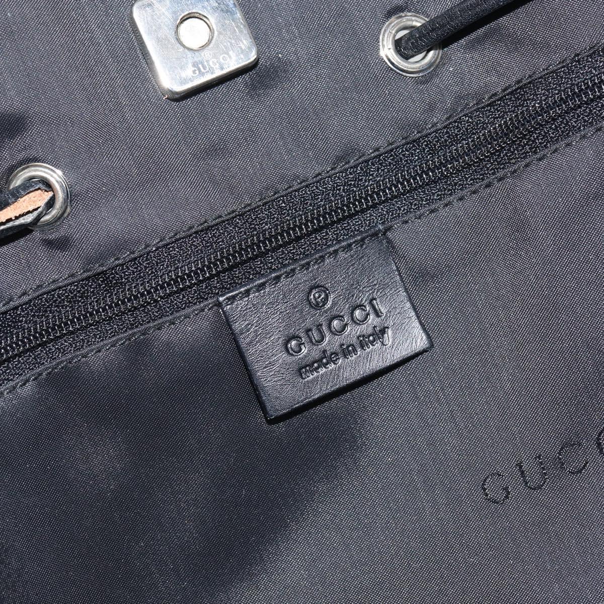 GUCCI Tote Bag Canvas Leather Black Auth 156891