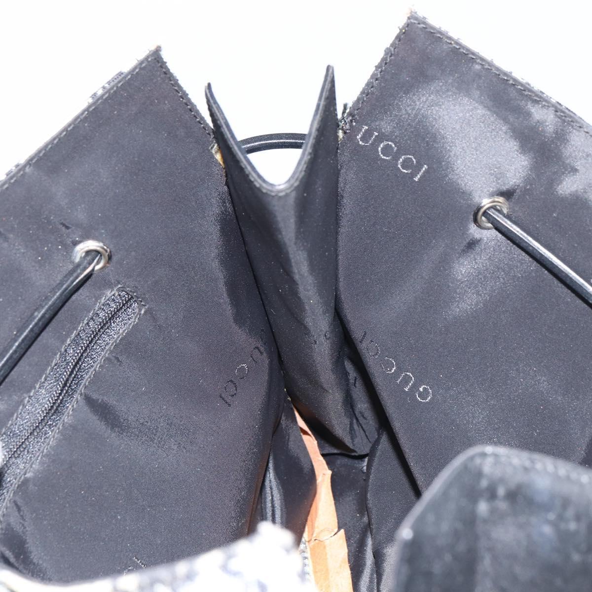 GUCCI Tote Bag Canvas Leather Black Auth 156891