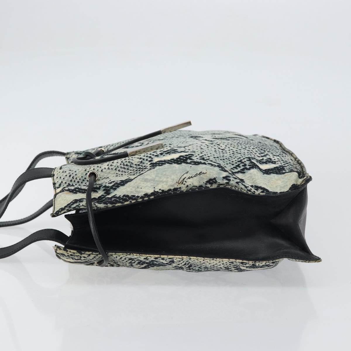 GUCCI Tote Bag Canvas Leather Black Auth 156891