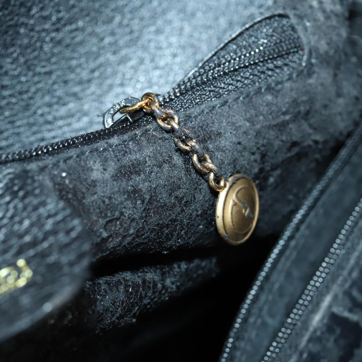 GUCCI Bamboo Hand Bag Leather Black Gold 002 1186 0260 Auth 156902