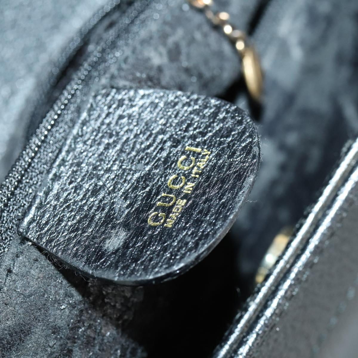 GUCCI Bamboo Hand Bag Leather Black Gold 002 1186 0260 Auth 156902