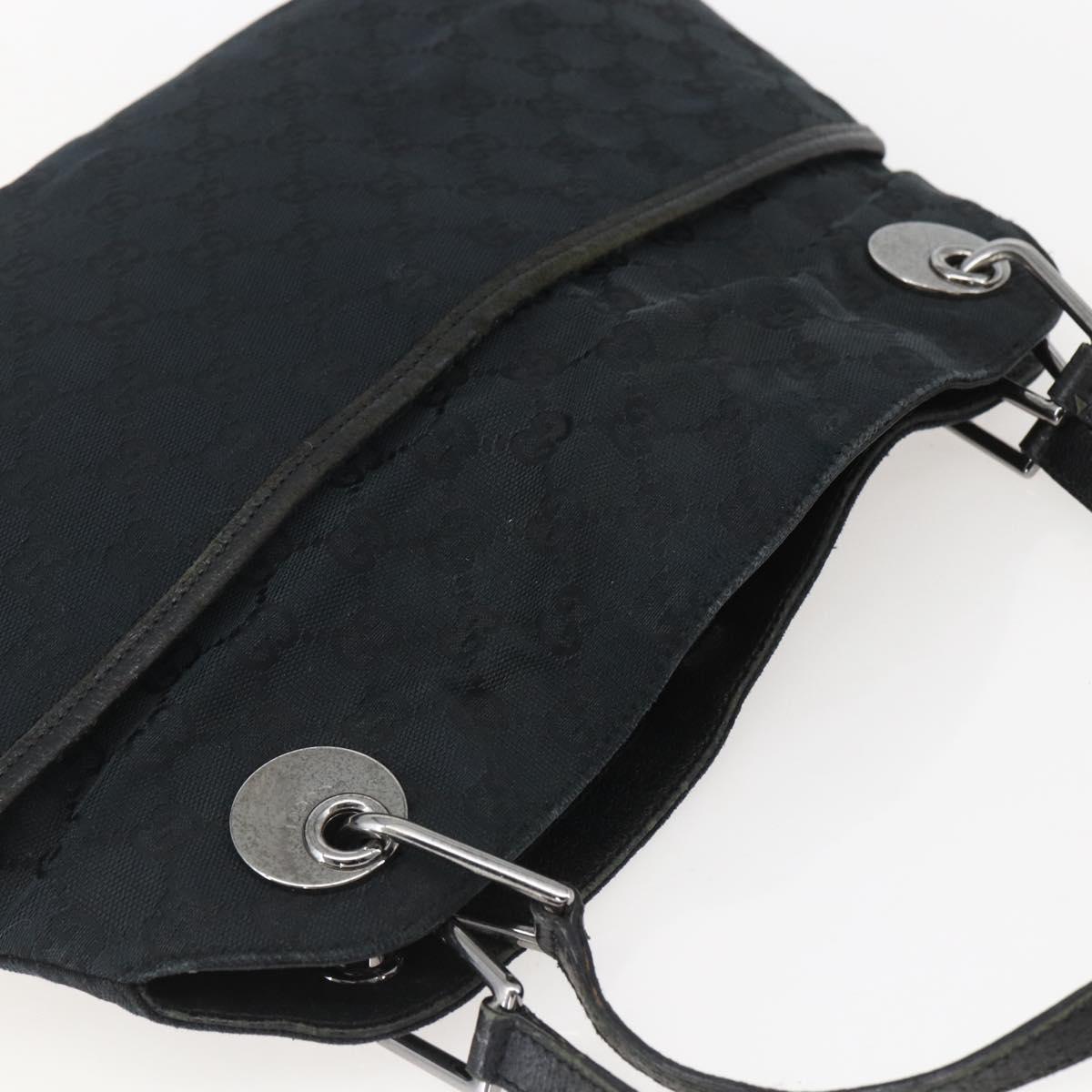 GUCCI GG Canvas Tote Bag Black Silver 121023 Auth 156903