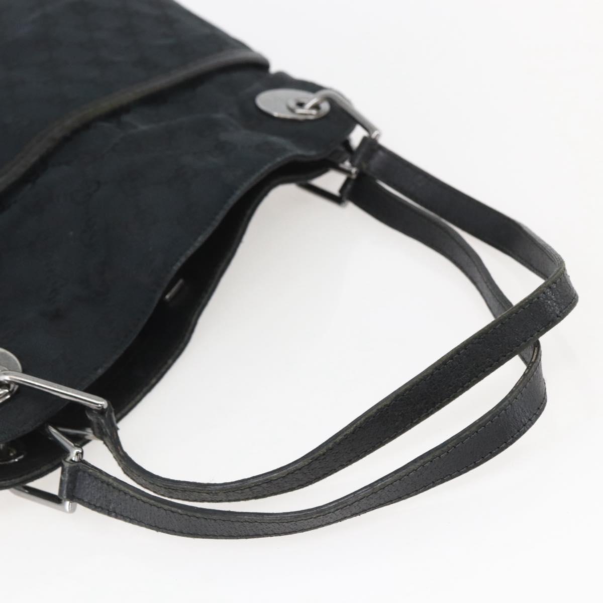 GUCCI GG Canvas Tote Bag Black Silver 121023 Auth 156903