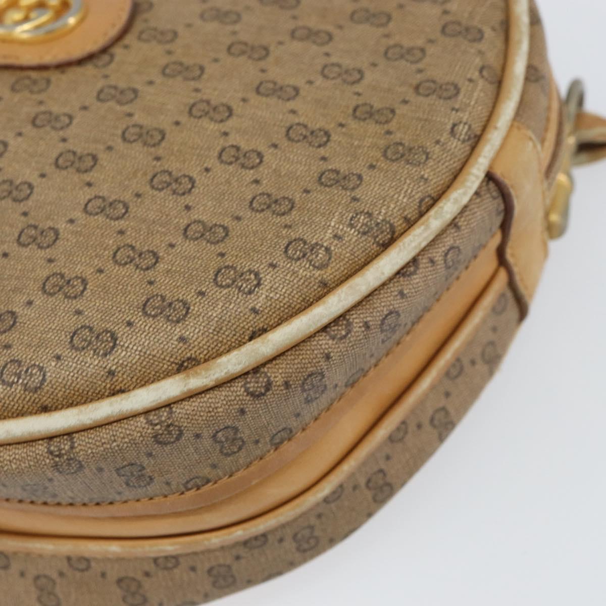 GUCCI Micro GG Supreme Shoulder Bag PVC Beige Gold Auth 156909