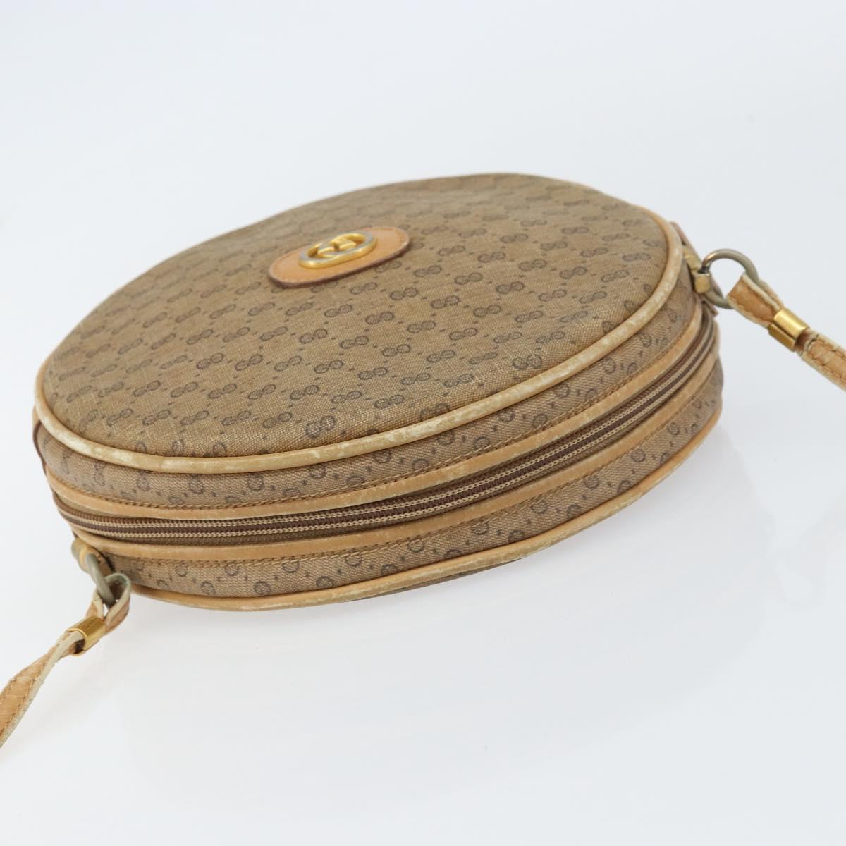 GUCCI Micro GG Supreme Shoulder Bag PVC Beige Gold Auth 156909