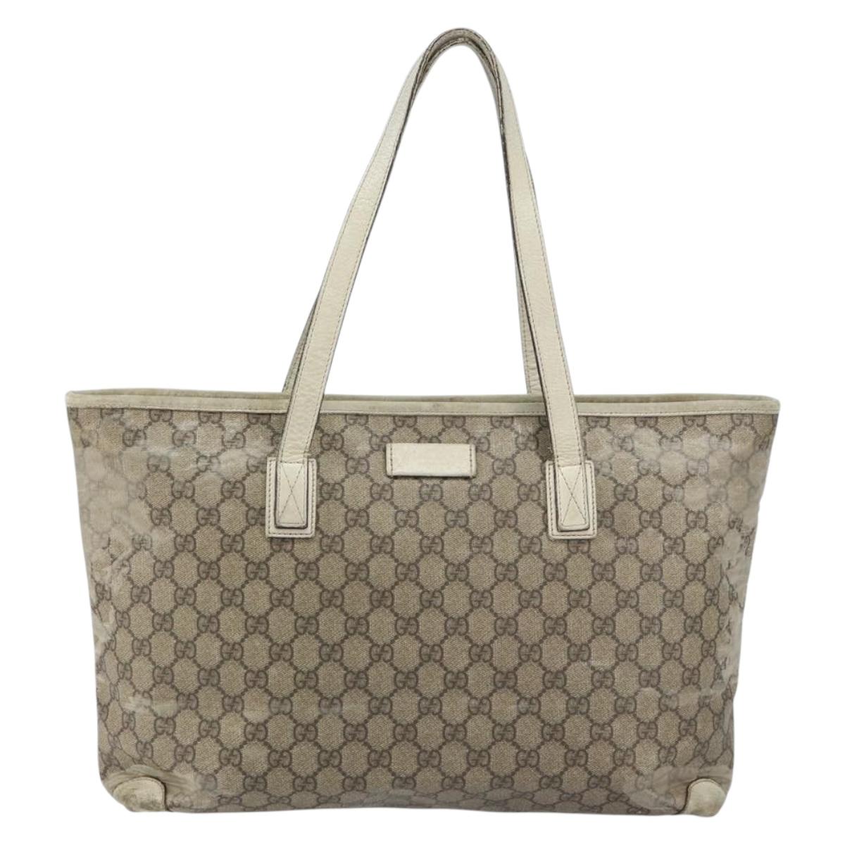 GUCCI GG Supreme Tote Bag PVC Beige 211137 Auth 156914