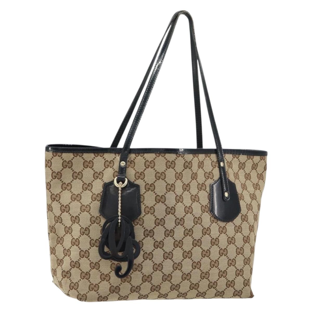 GUCCI GG Canvas Tote Bag Beige Gold 211976 Auth 156915