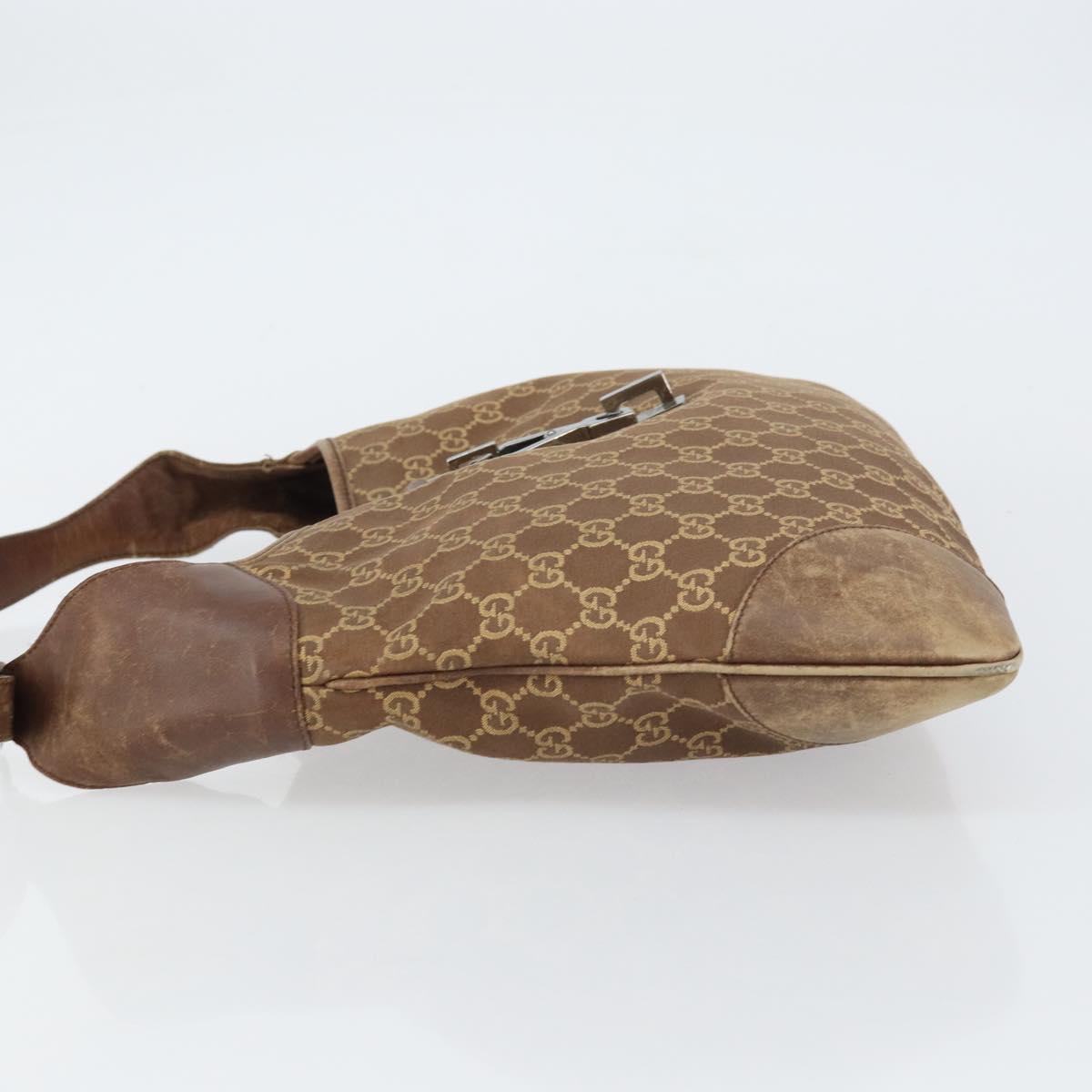GUCCI GG Canvas Jackie Shoulder Bag Brown Silver 001 4075 1705 Auth 156916