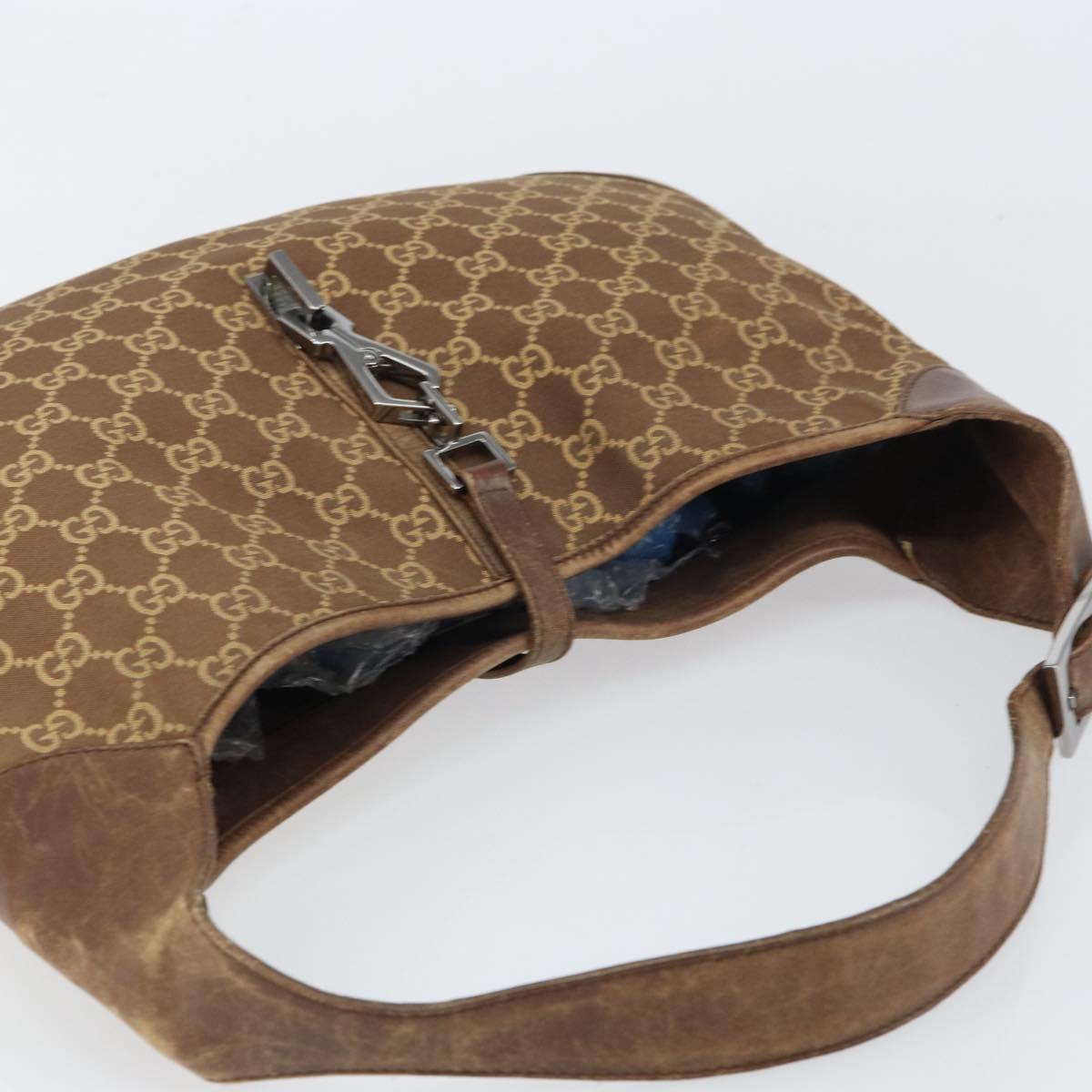 GUCCI GG Canvas Jackie Shoulder Bag Brown Silver 001 4075 1705 Auth 156916