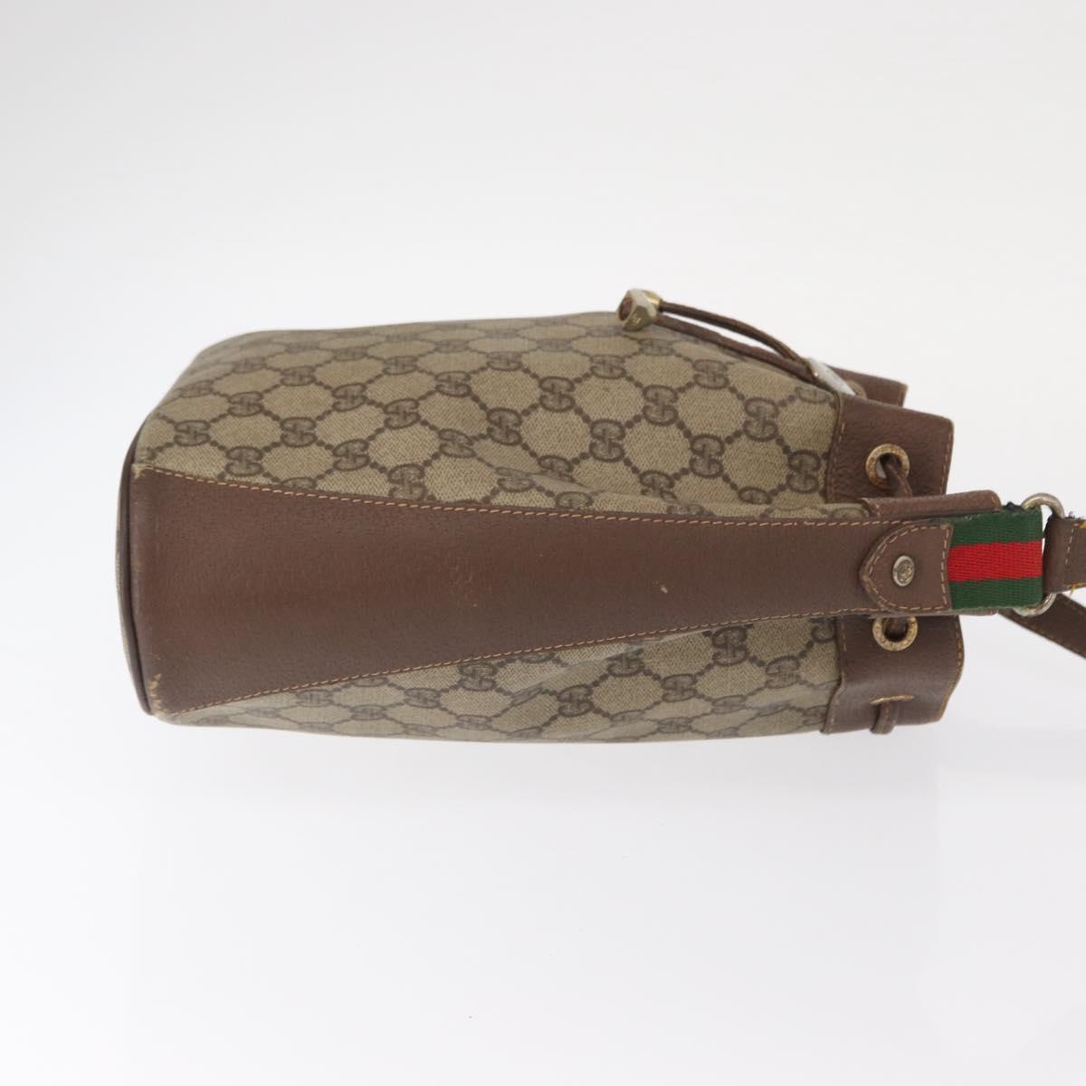 GUCCI GG Supreme Web Sherry Line Bag PVC Beige Gold 116 02 034 Auth 156917