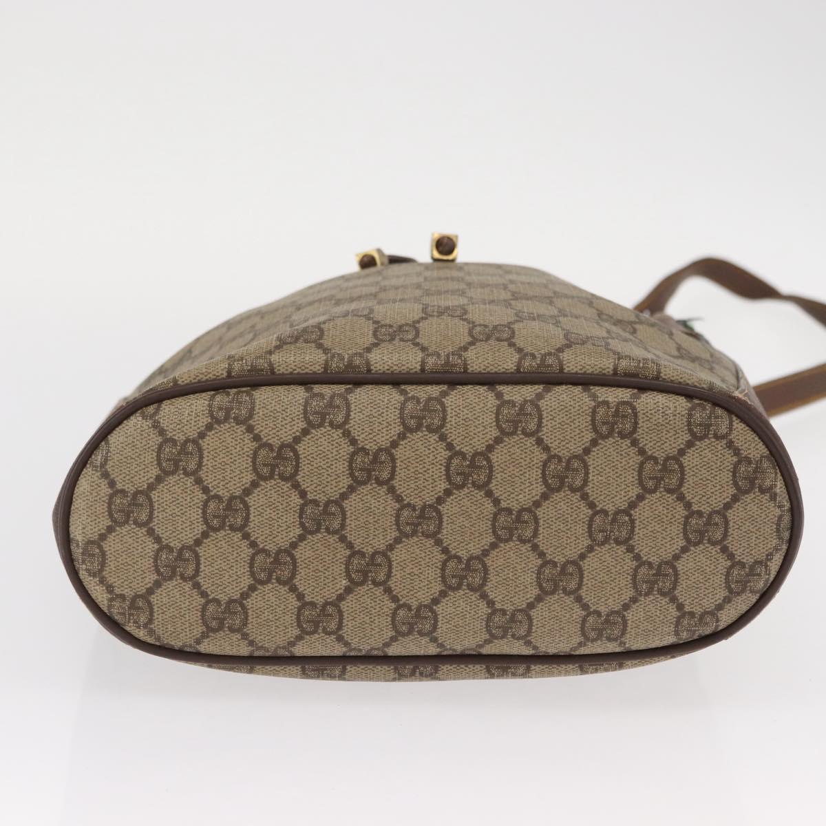 GUCCI GG Supreme Web Sherry Line Bag PVC Beige Gold 116 02 034 Auth 156917
