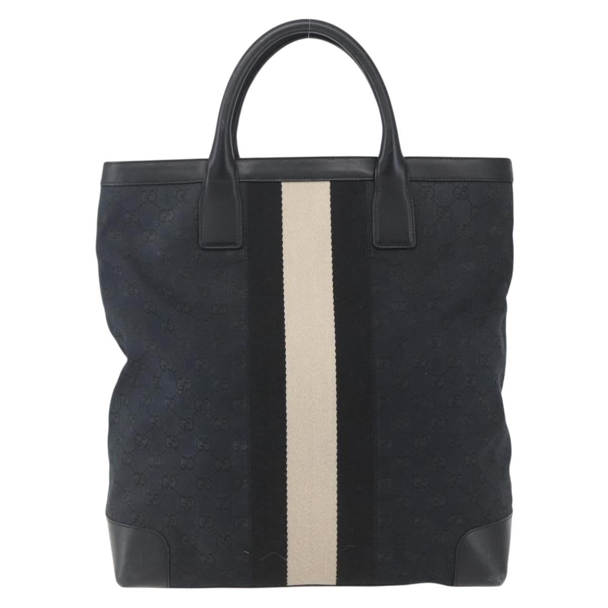 GUCCI GG Canvas Hand Bag Black Silver 002 1093 3444 Auth 156921