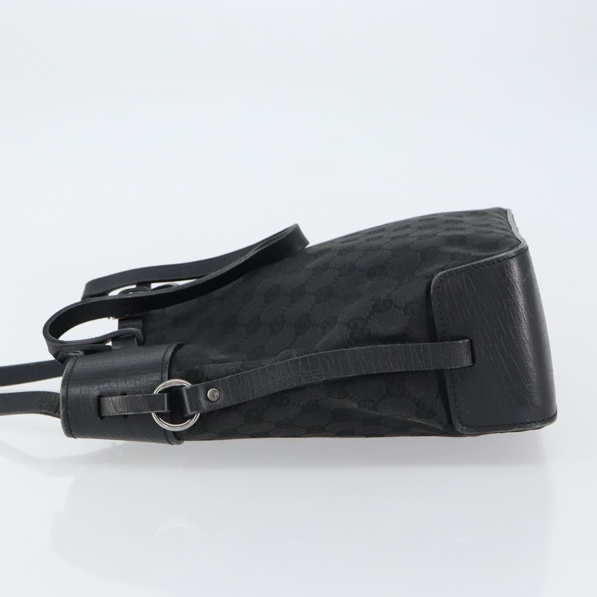 GUCCI GG Canvas Tote Bag Black Silver 107757 Auth 156922