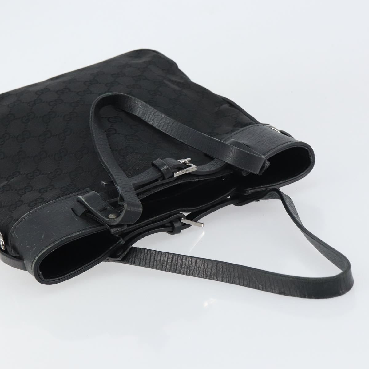 GUCCI GG Canvas Tote Bag Black Silver 107757 Auth 156922