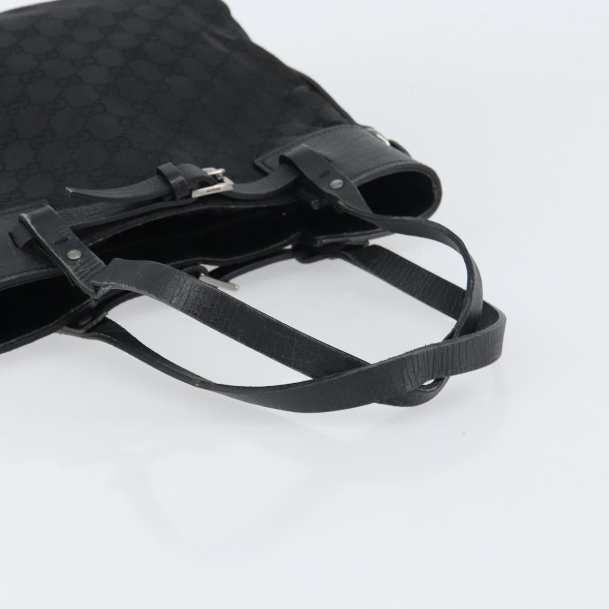 GUCCI GG Canvas Tote Bag Black Silver 107757 Auth 156922