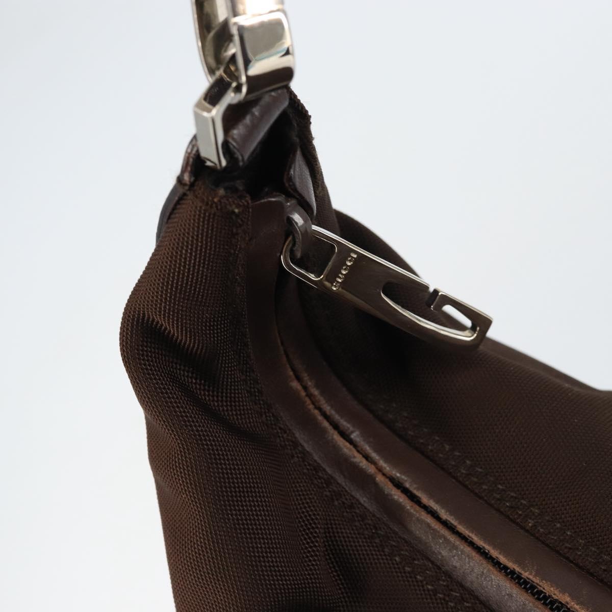 GUCCI Shoulder Bag Nylon Brown Silver 001 1955 3444 Auth 156923