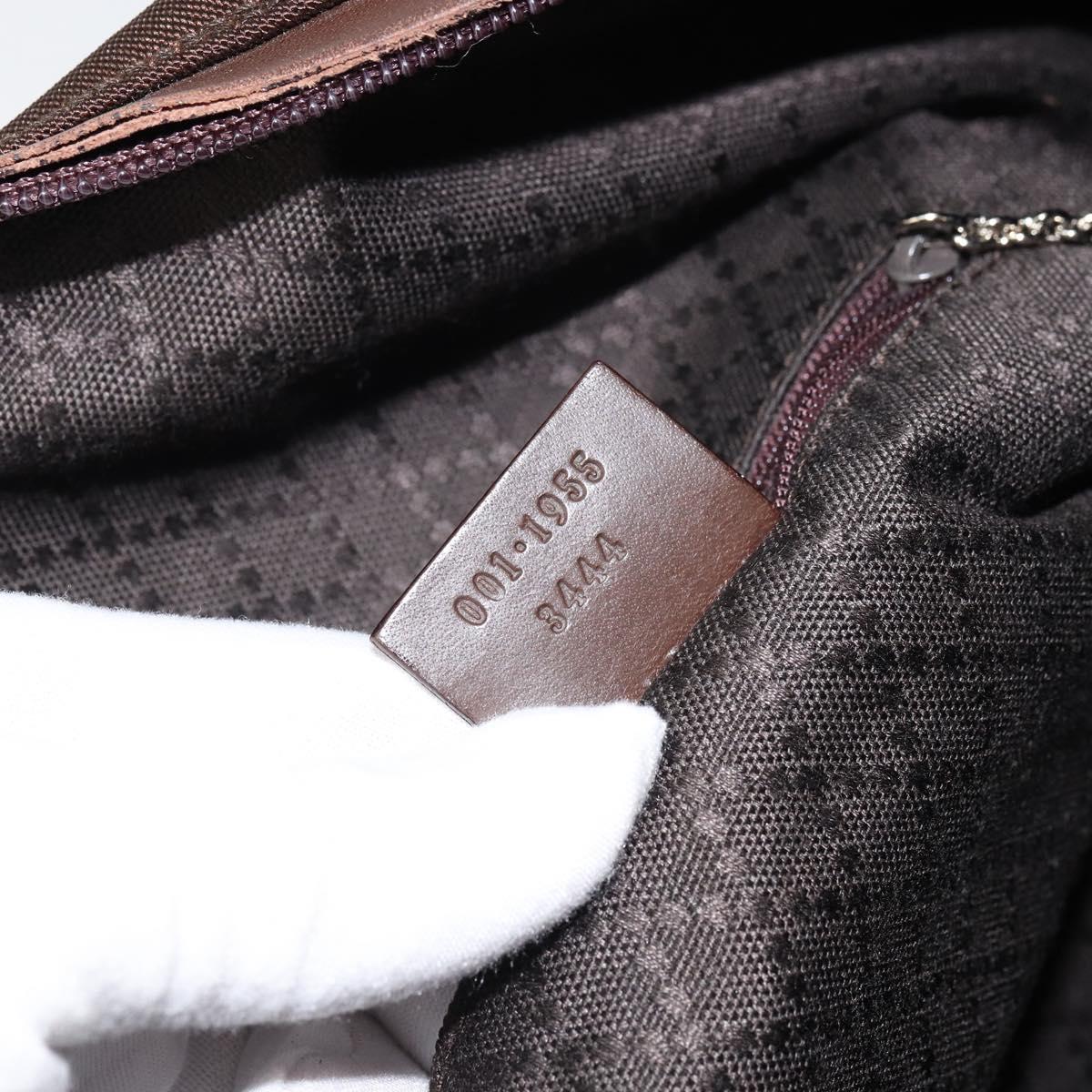 GUCCI Shoulder Bag Nylon Brown Silver 001 1955 3444 Auth 156923