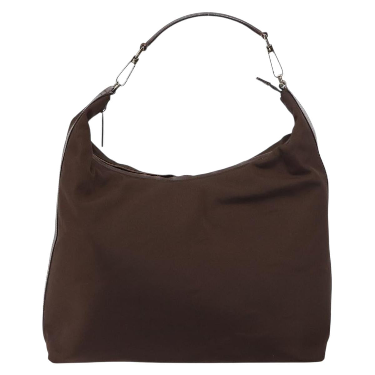GUCCI Shoulder Bag Nylon Brown Silver 001 1955 3444 Auth 156923