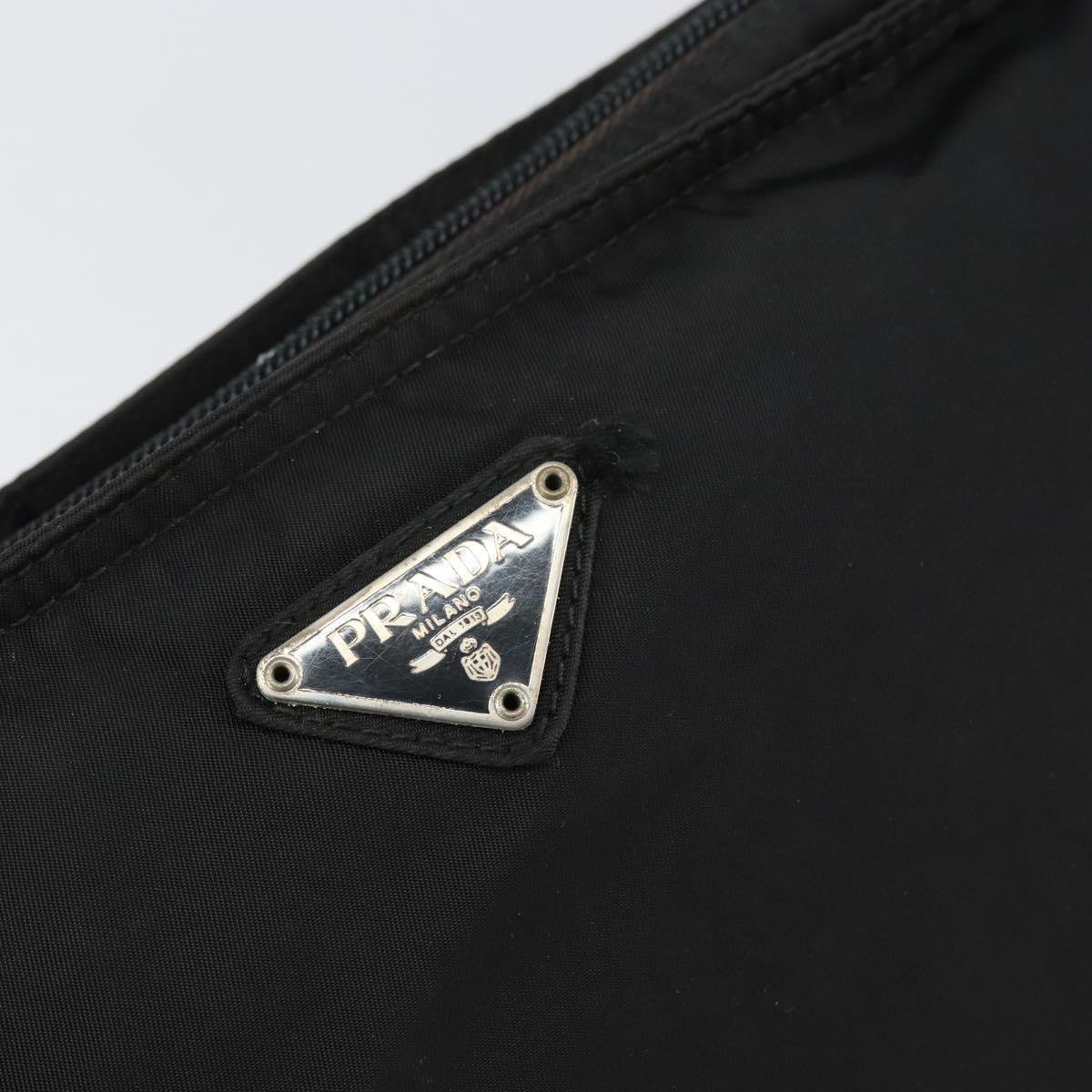 PRADA Shoulder Bag Nylon Black Silver Auth 156927