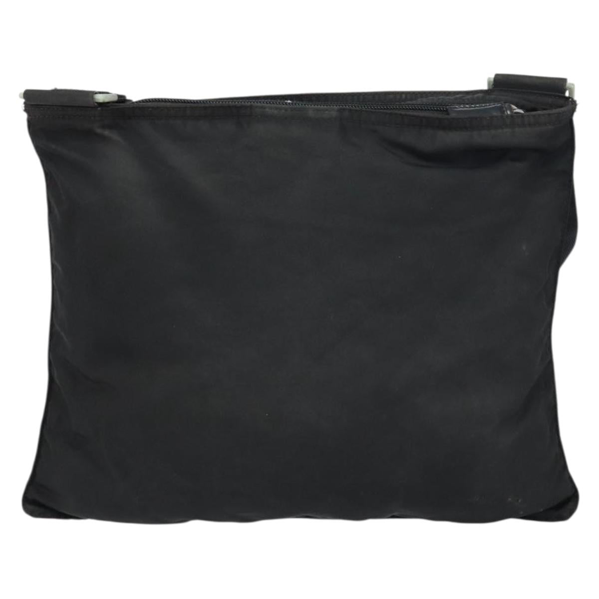 PRADA Shoulder Bag Nylon Black Silver Auth 156927