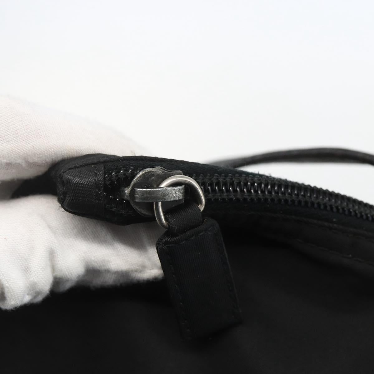 PRADA Tote Bag Nylon Black Silver Auth 156932