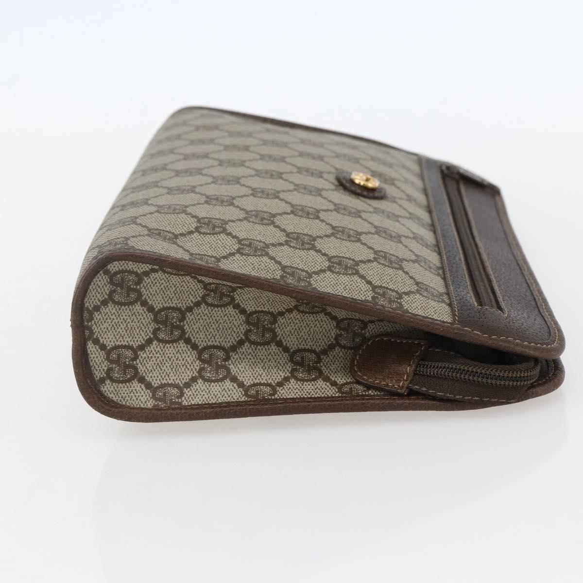 GUCCI GG Supreme Clutch Bag PVC Beige Gold 97 01 037 Auth 156937