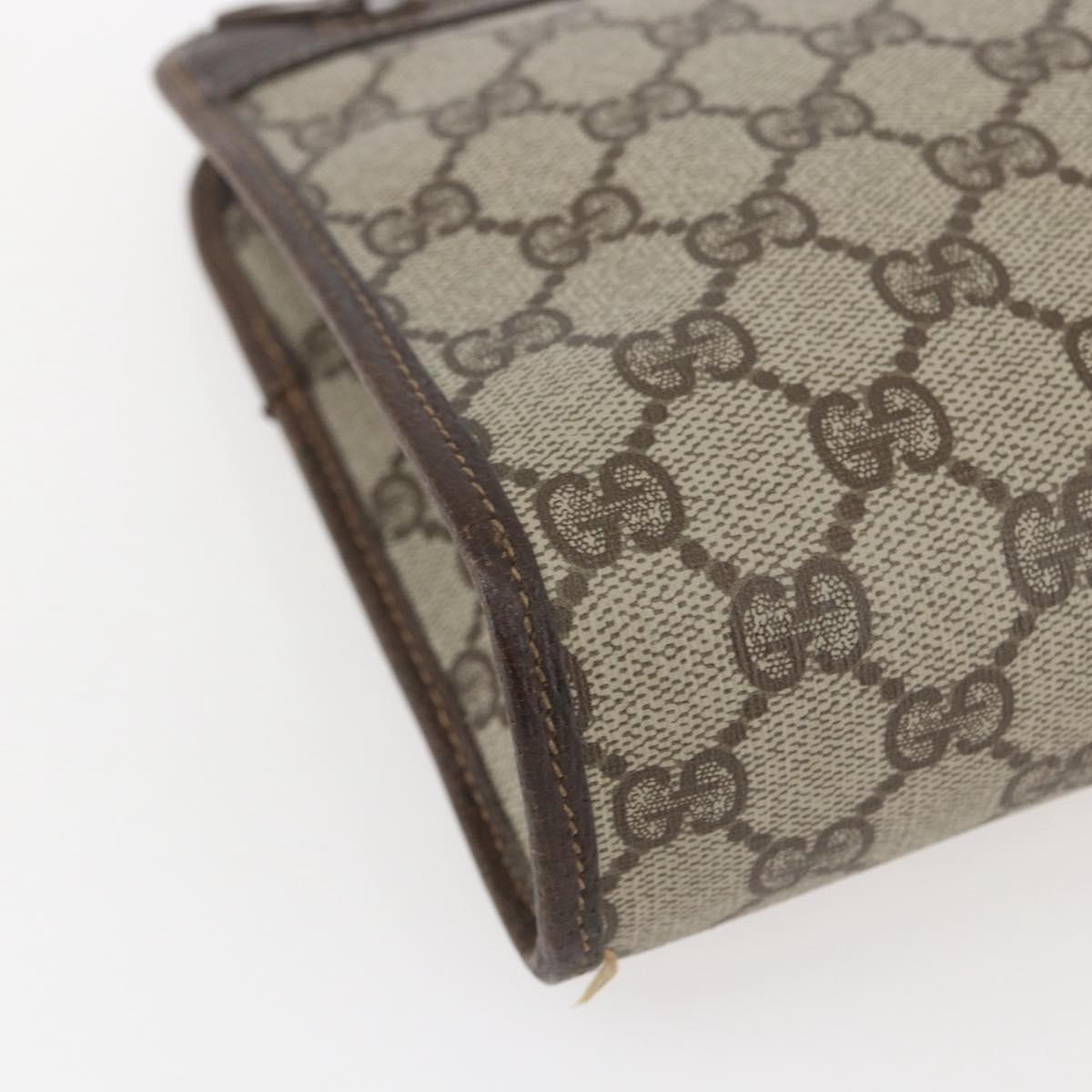 GUCCI GG Supreme Clutch Bag PVC Beige Gold 97 01 037 Auth 156937