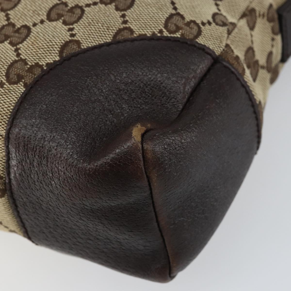 GUCCI GG Canvas Shoulder Bag Beige Silver 114273 Auth 156938