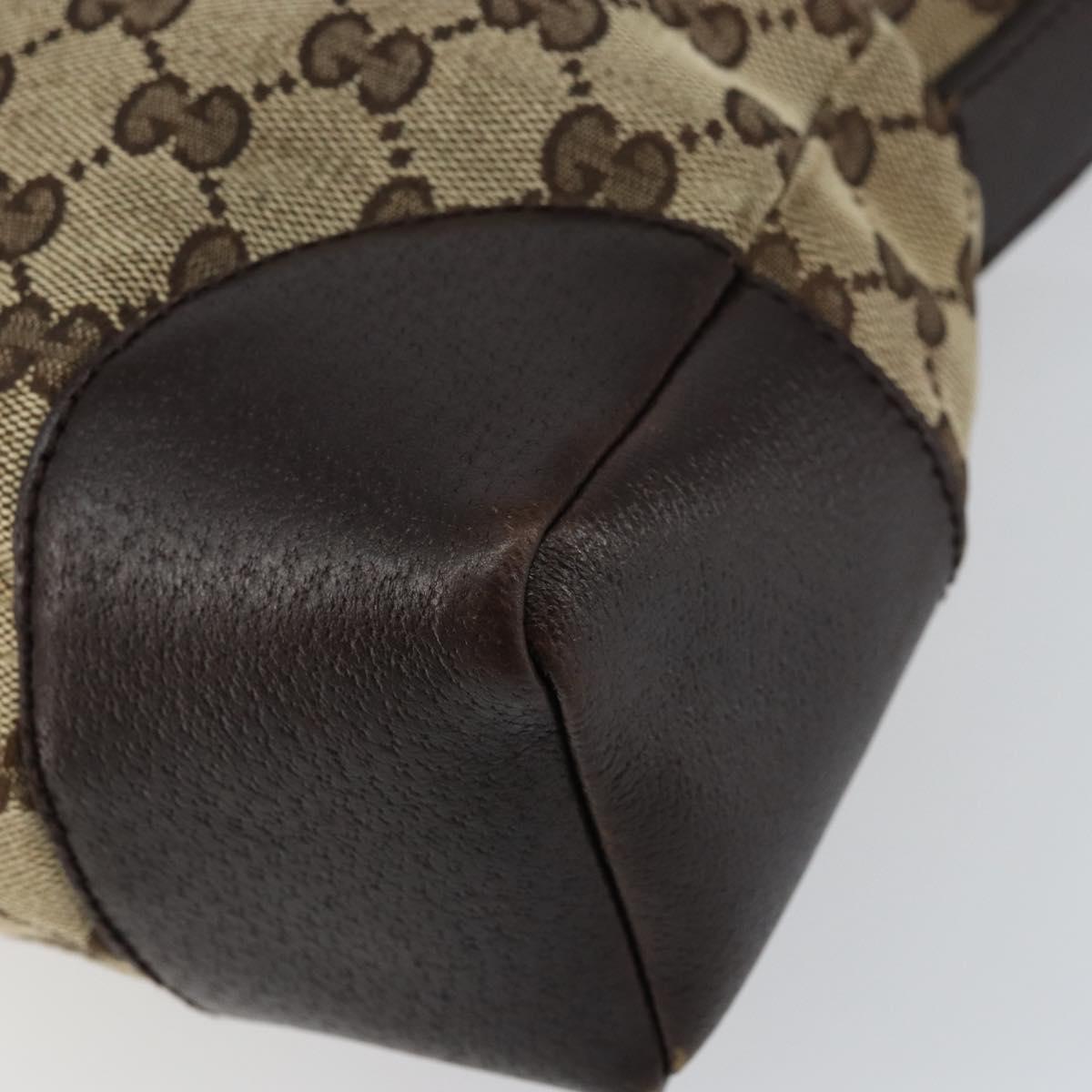 GUCCI GG Canvas Shoulder Bag Beige Silver 114273 Auth 156938