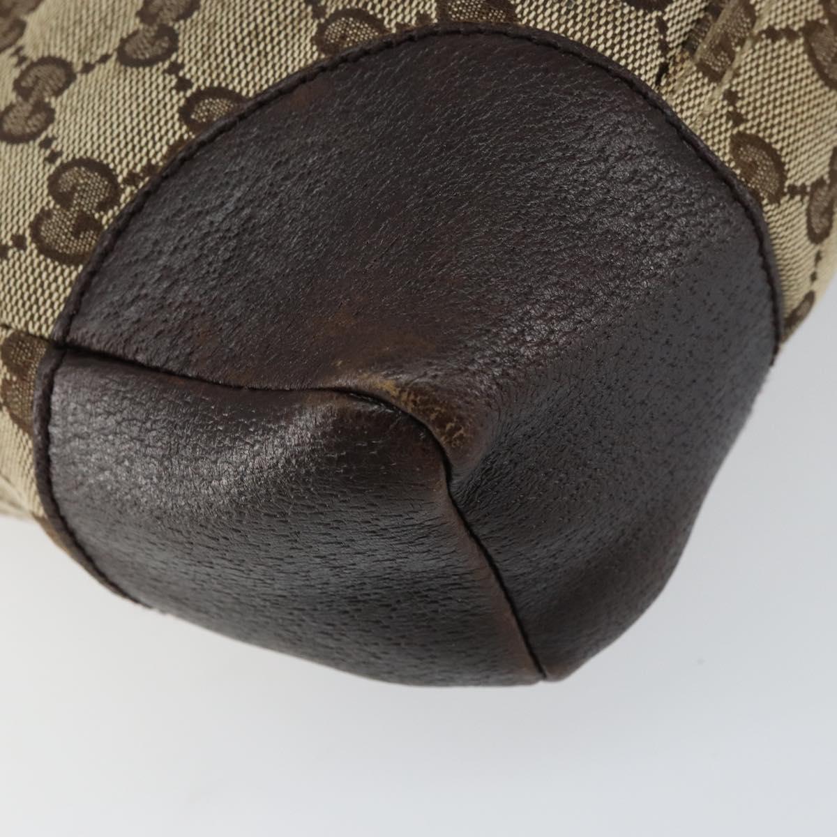 GUCCI GG Canvas Shoulder Bag Beige Silver 114273 Auth 156938