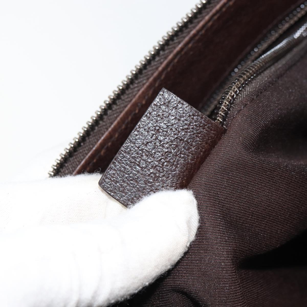 GUCCI GG Canvas Shoulder Bag Beige Silver 114273 Auth 156938