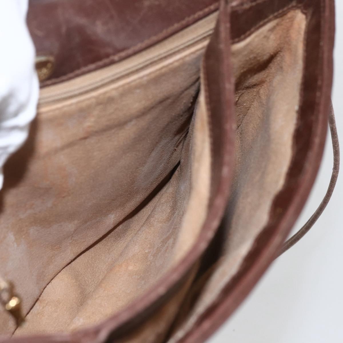 GUCCI Micro GG Canvas Shoulder Bag Brown Gold Auth 156939