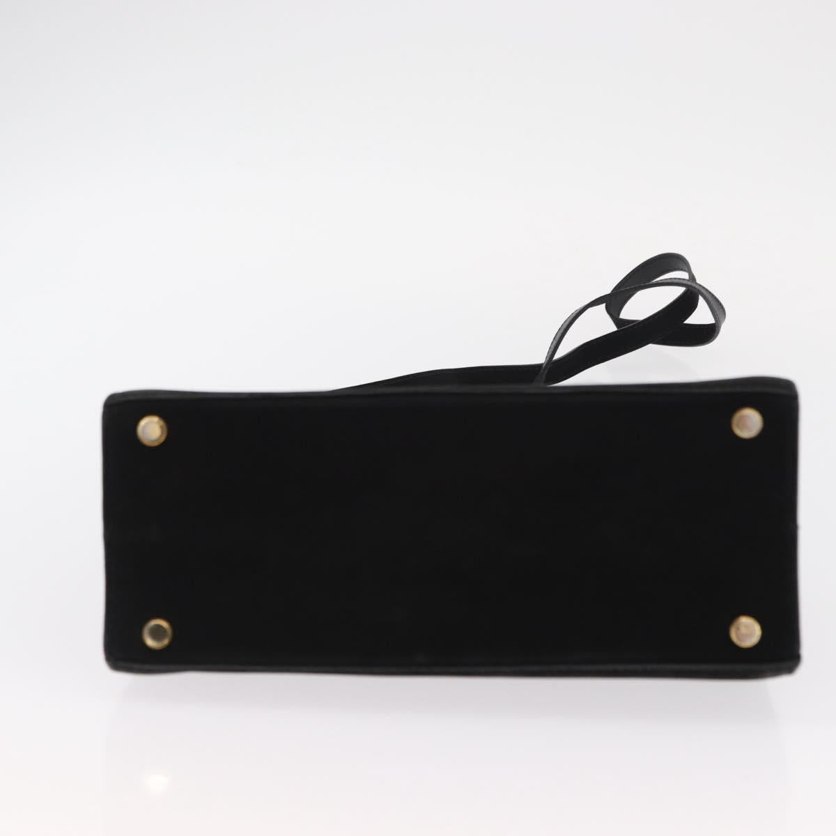 Salvatore Ferragamo Vala Hand Bag Suede 2way Black Gold Auth 156942