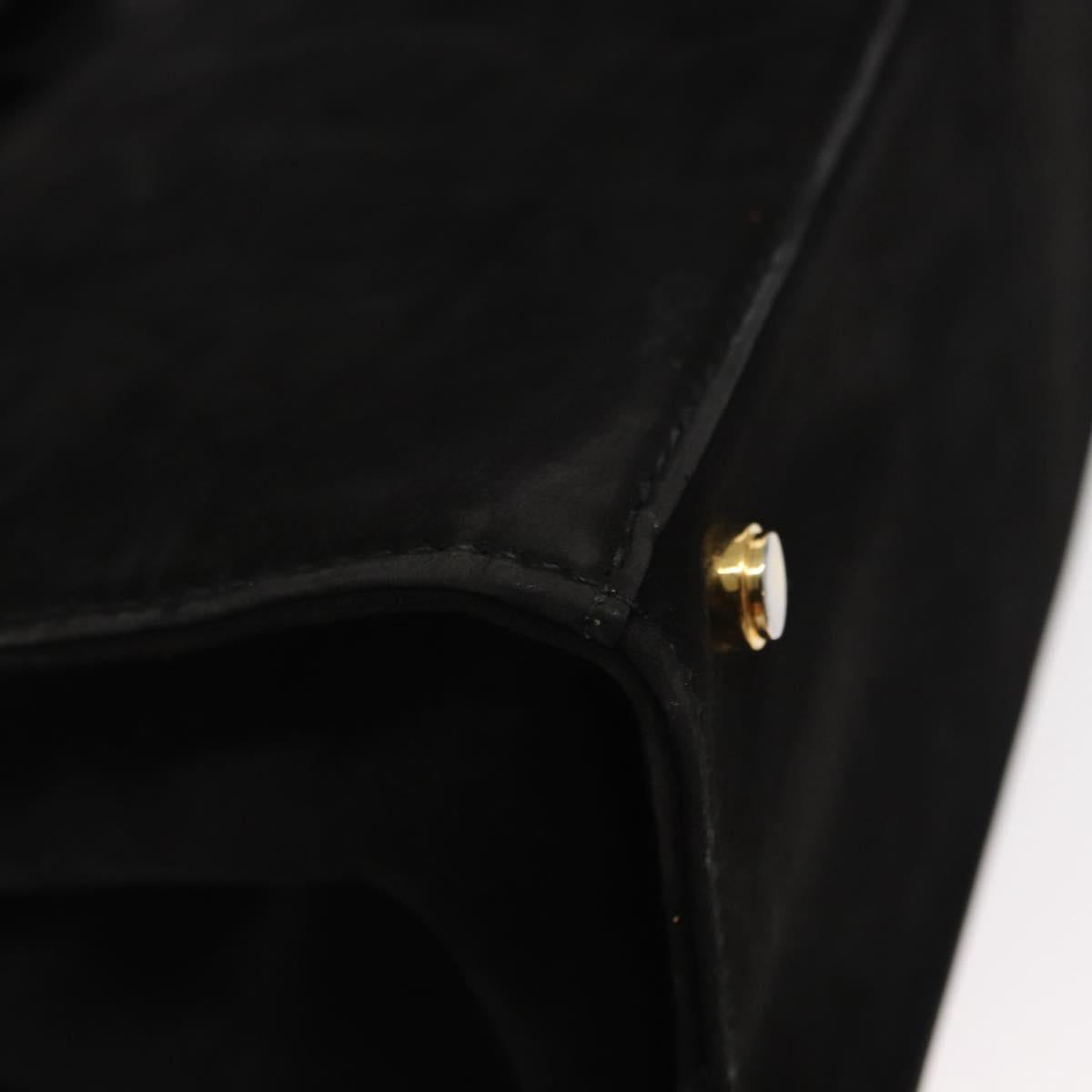 Salvatore Ferragamo Vala Hand Bag Suede 2way Black Gold Auth 156942