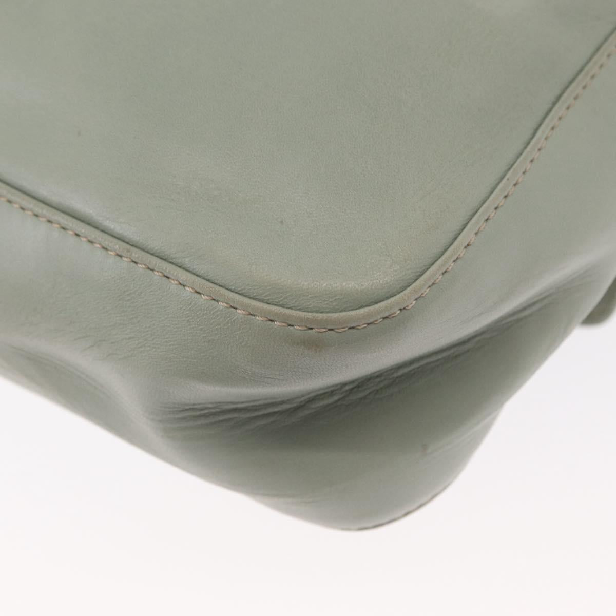 CELINE Circle Shoulder Bag Leather Gold Light green Auth 156943