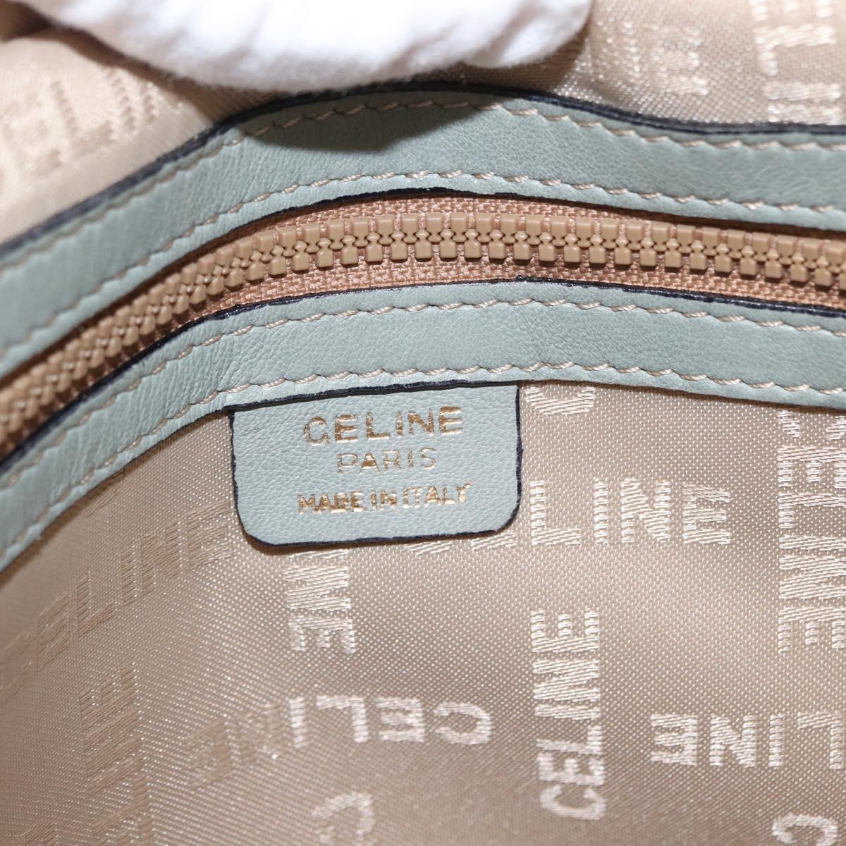 CELINE Circle Shoulder Bag Leather Gold Light green Auth 156943