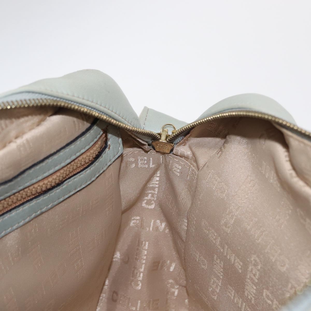 CELINE Circle Shoulder Bag Leather Gold Light green Auth 156943