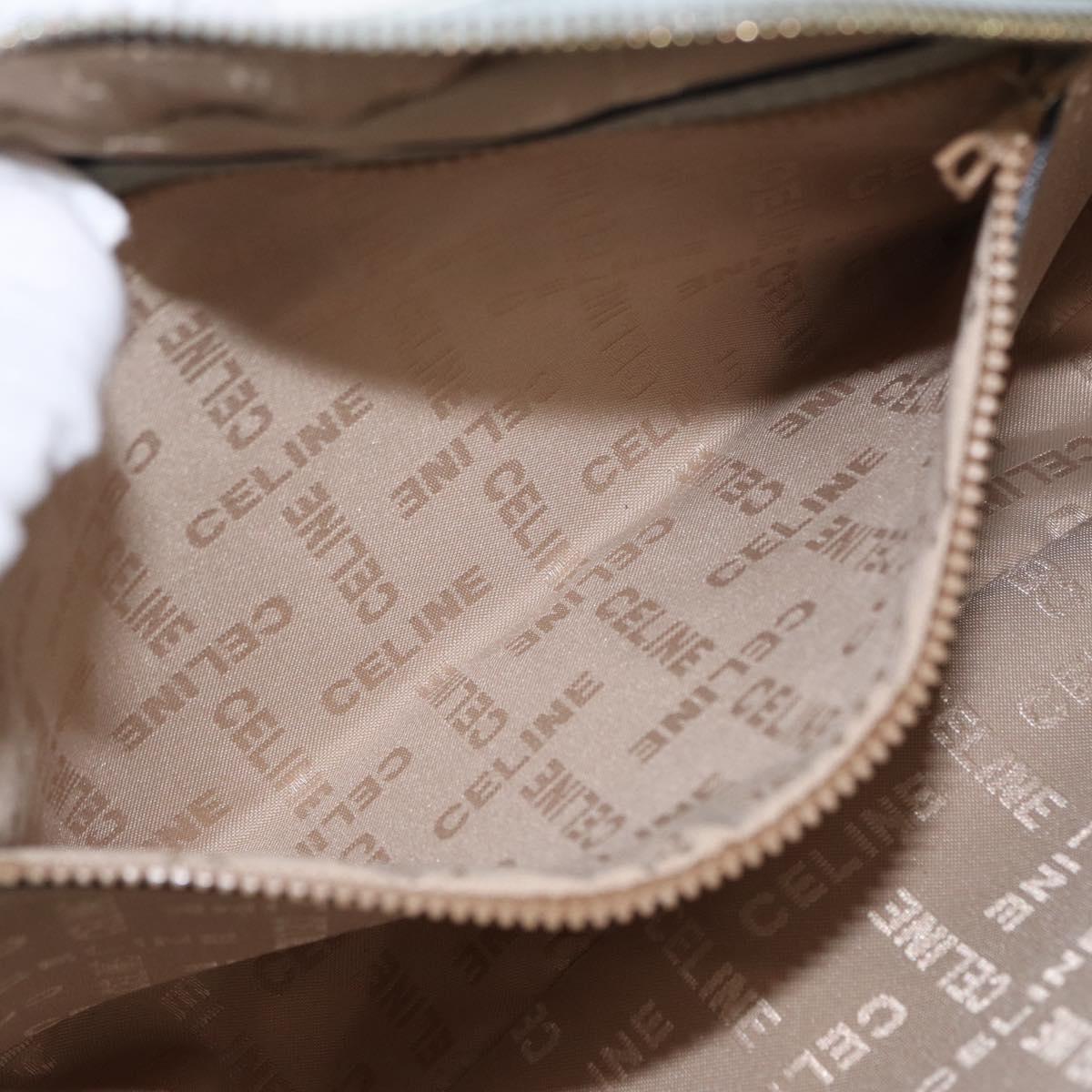 CELINE Circle Shoulder Bag Leather Gold Light green Auth 156943